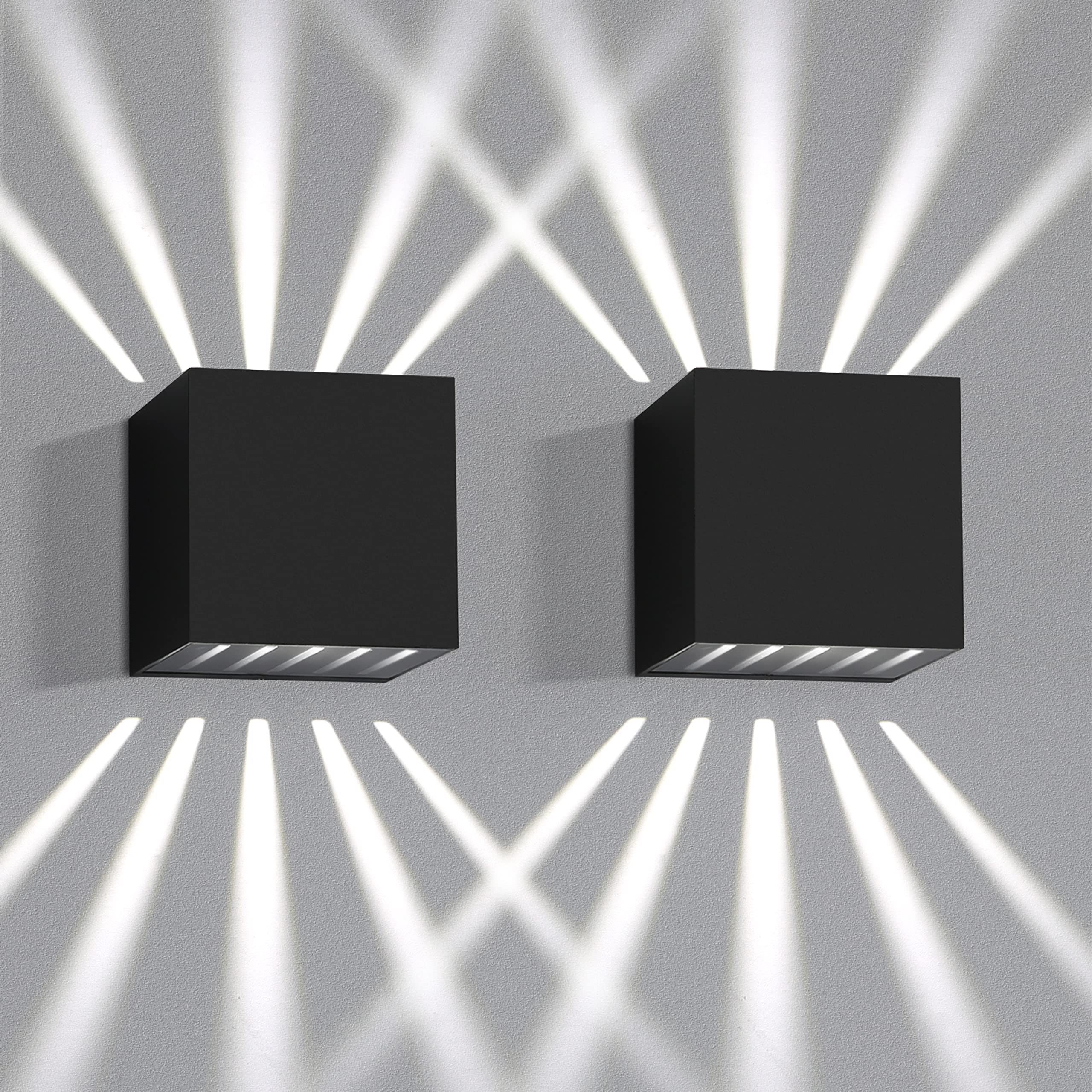 NETTLIFE 2 kpl LED-seinävalaisin sisä- ja ulkokäyttöön - musta