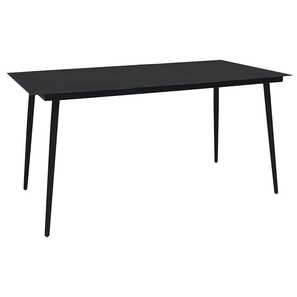 vidaXL Puutarhan ruokapöytä musta 150x80x74 cm teräs ja lasi