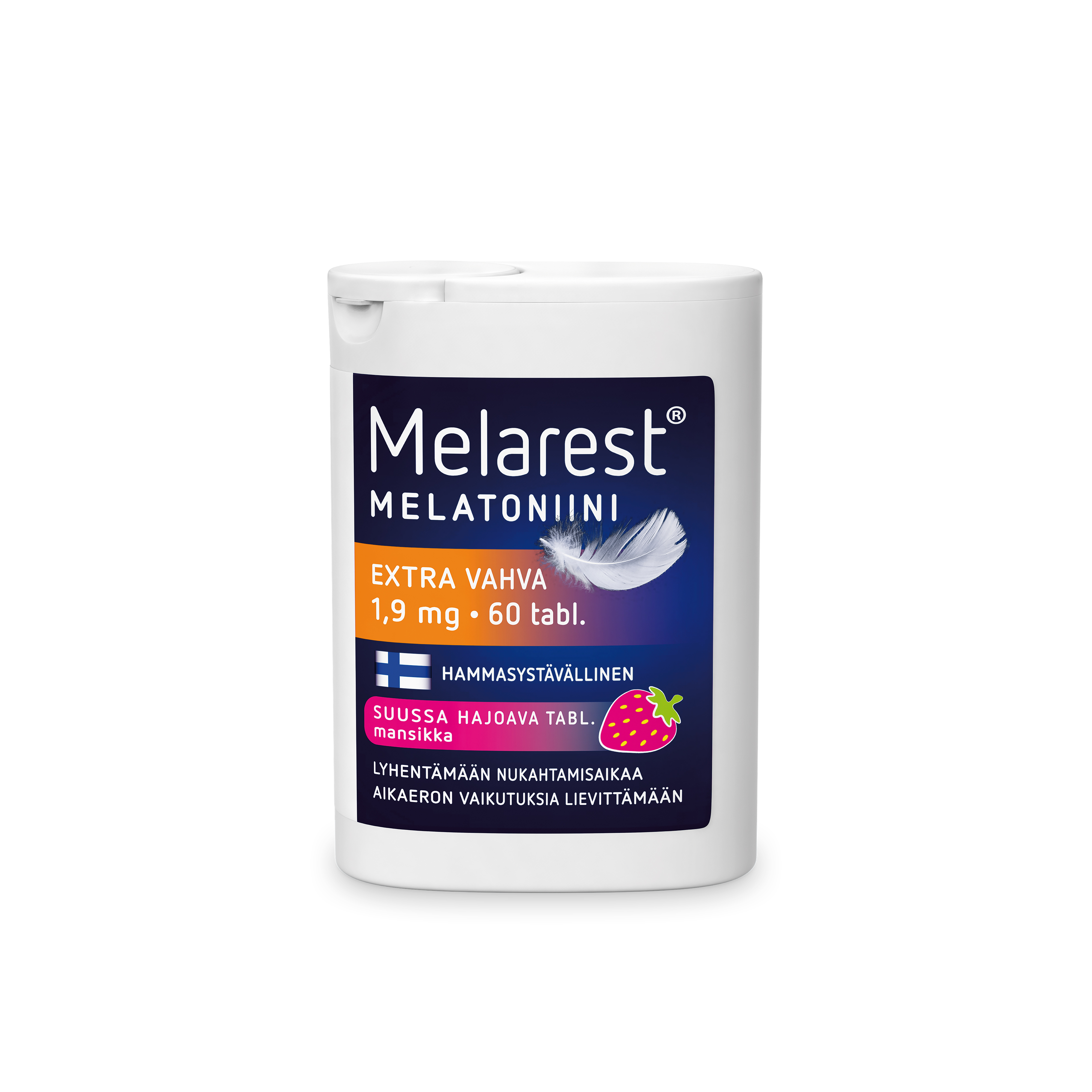 Melarest Melatoniini Extra Vahva mansikka 1,9 mg