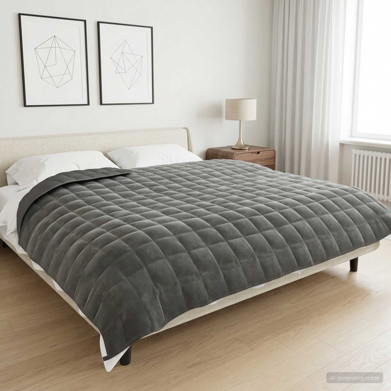 vidaXL Painopeitto Antrasiitti 220 x 240 cm 15 kg 100% Puuvilla 205T