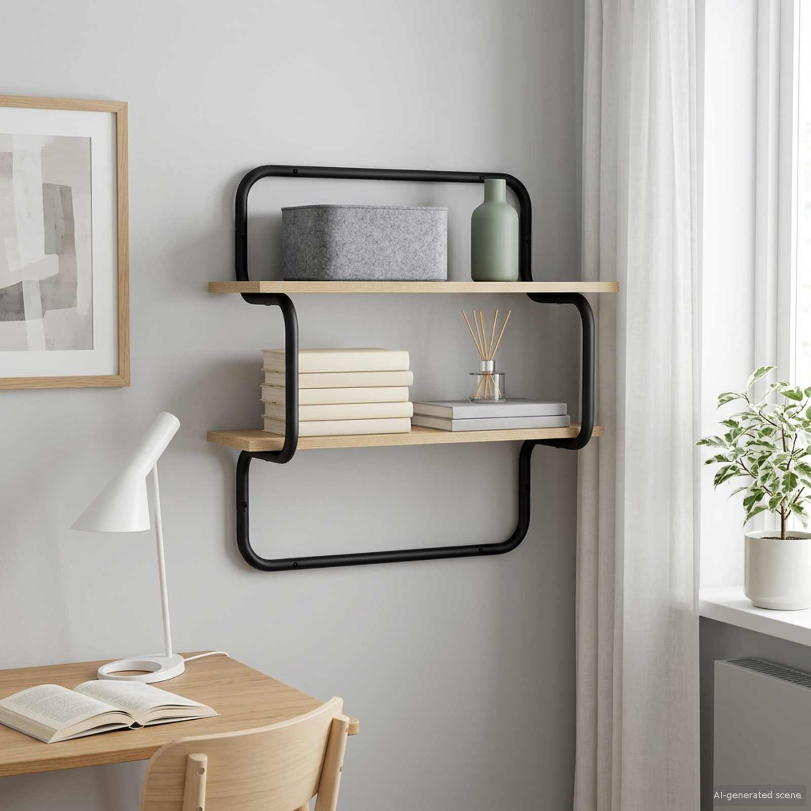 vidaXL 2-tasoinen seinähylly Sonoma-tammi 40 x 24,5 x 61 cm