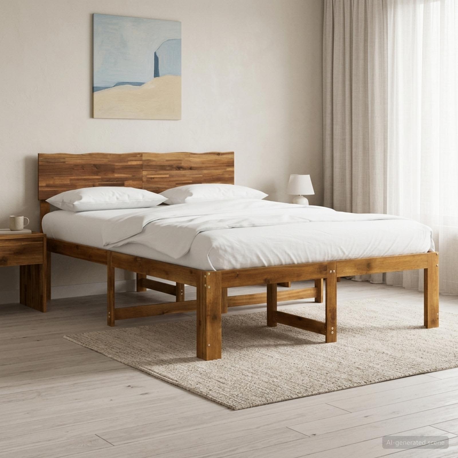 vidaXL Parivuodekehys päädyn kanssa ROSTOCK Luonnollinen 140 x 200 cm