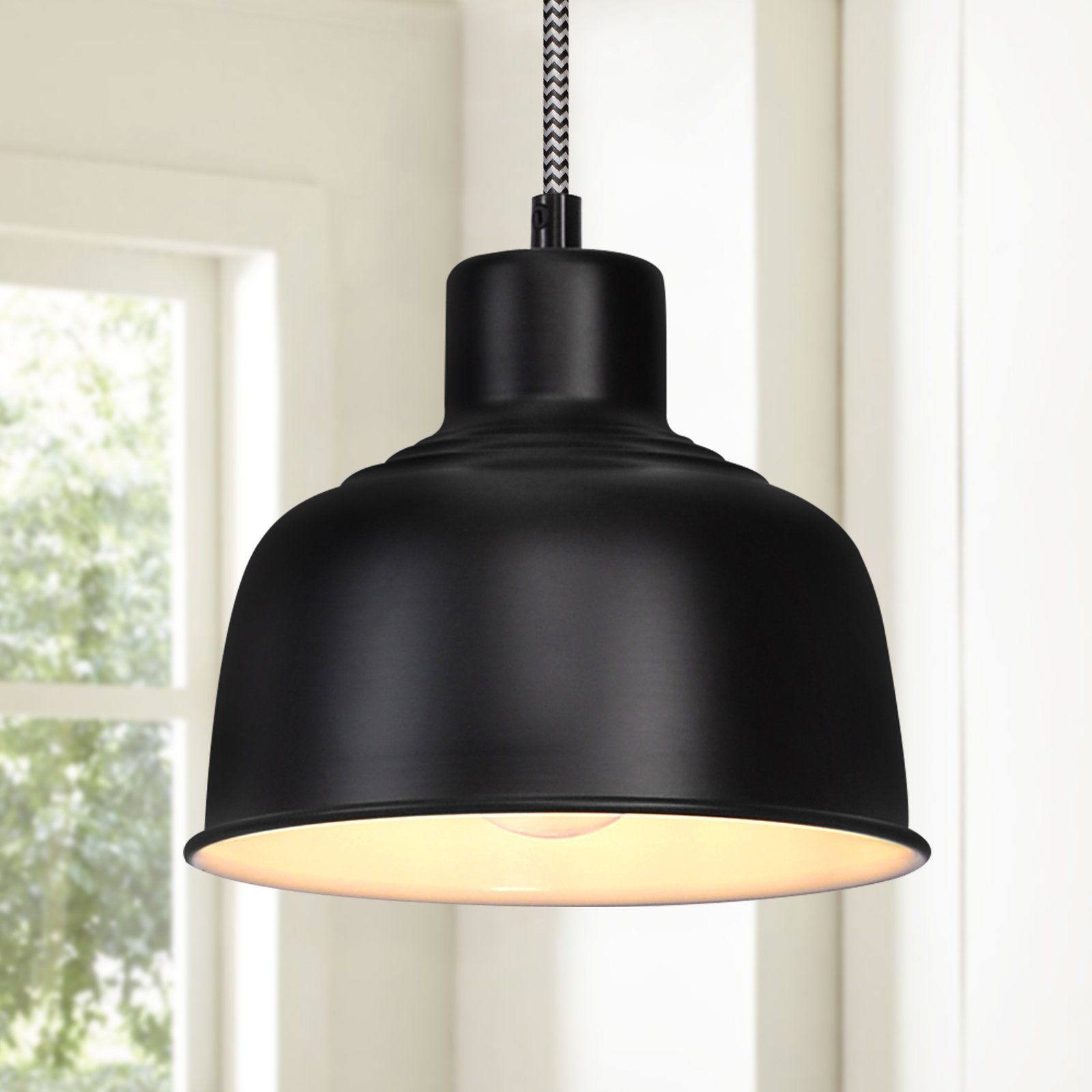 NETTLIFE musta, metallinen, riippuvalaisin, E27, 1 lamppu, olohuoneeseen