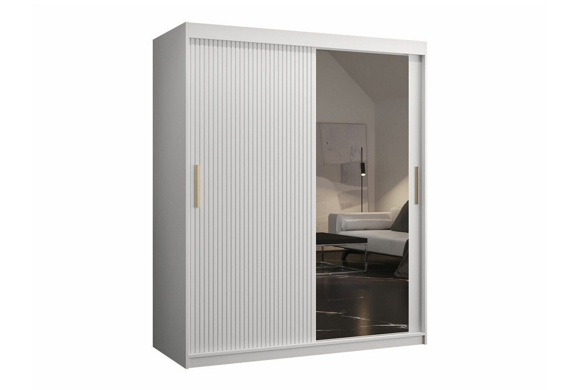 Vaatekaappi peilillä Dunvegan - Valkoinen